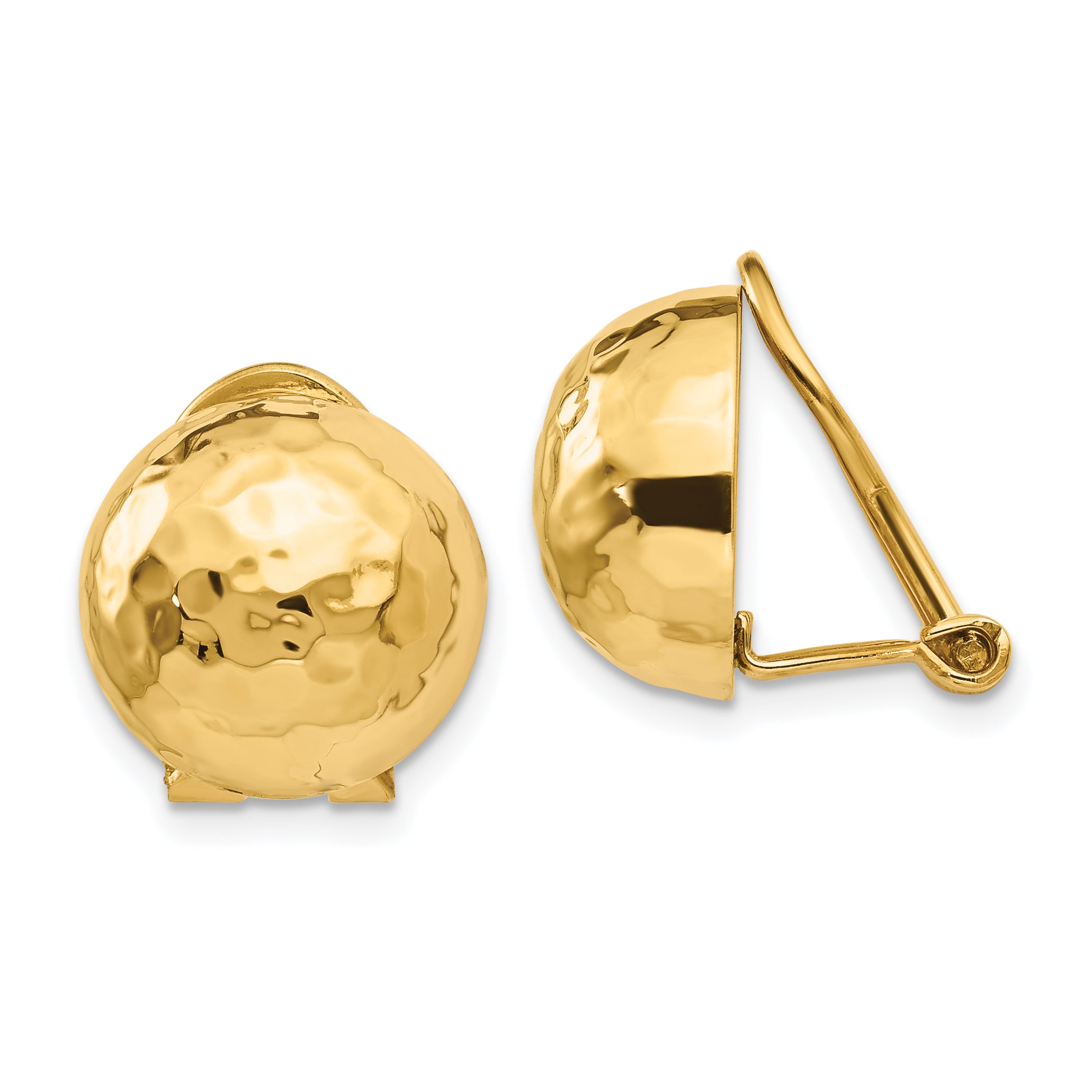 14k Omega Clip 12mm Hammered Non-pierced Earrings Main image