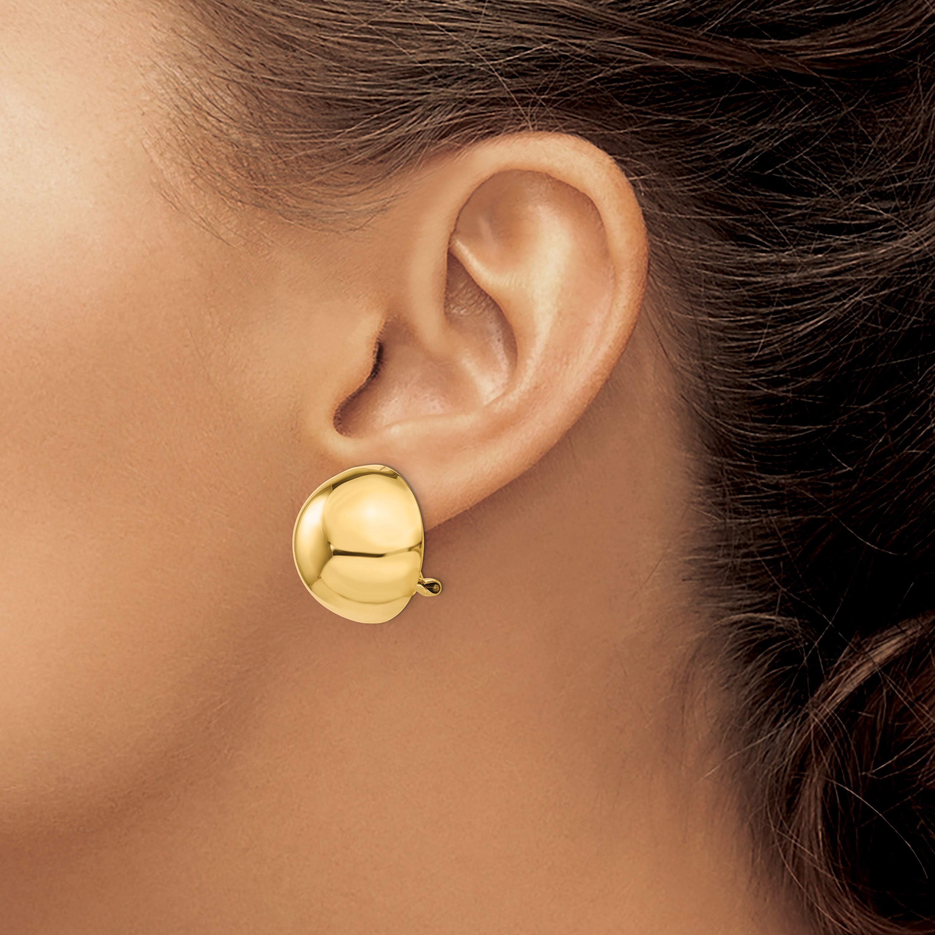 14k Omega Clip 20mm Half Ball Non-pierced Earrings