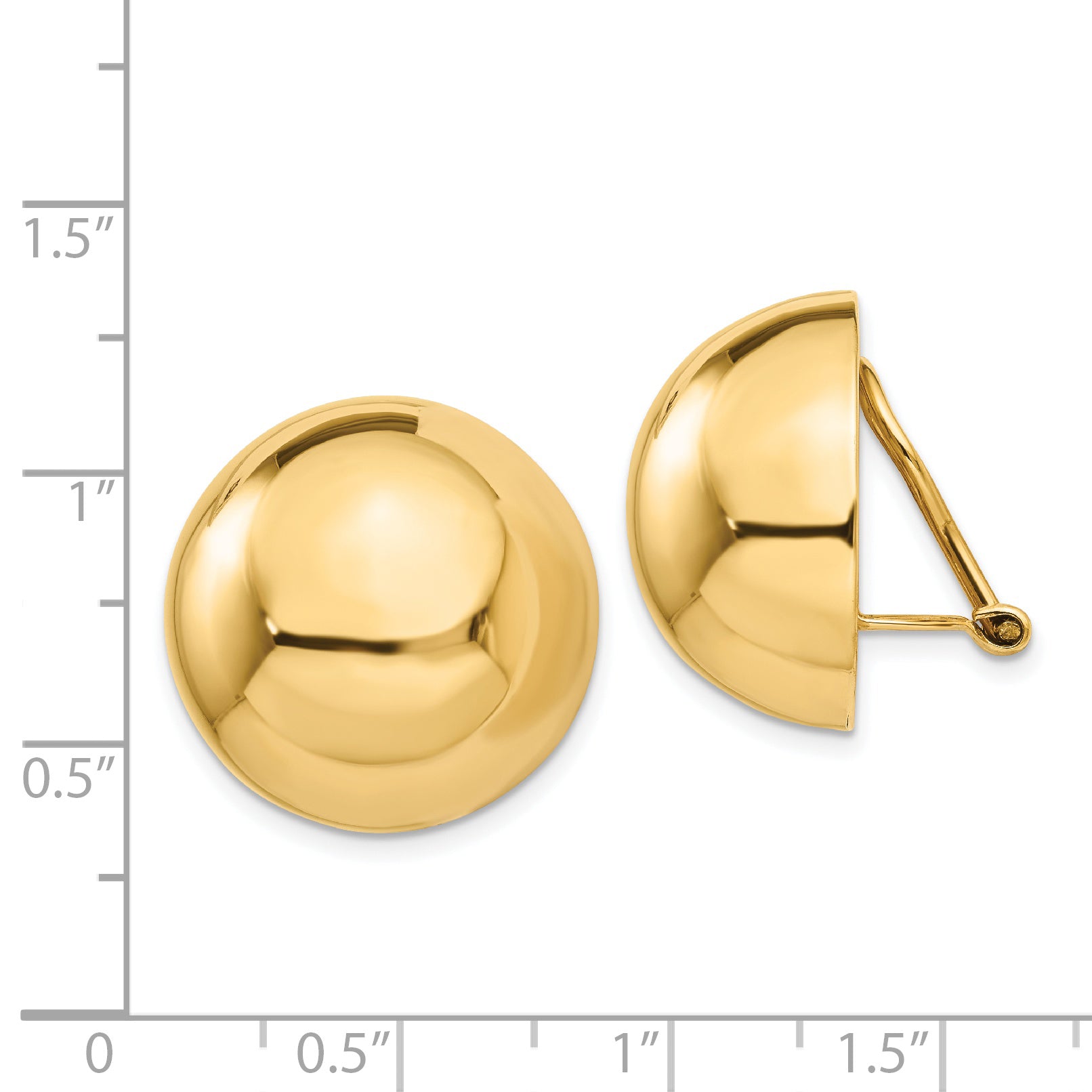 14k Omega Clip 20mm Half Ball Non-pierced Earrings
