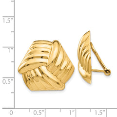 14K Gold Non-Pierced Omega Clip Earrings with Polished Button Design