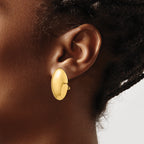 14K Gold Polished Omega Clip Earrings for Non-Pierced Ears Elegant Hollow Design