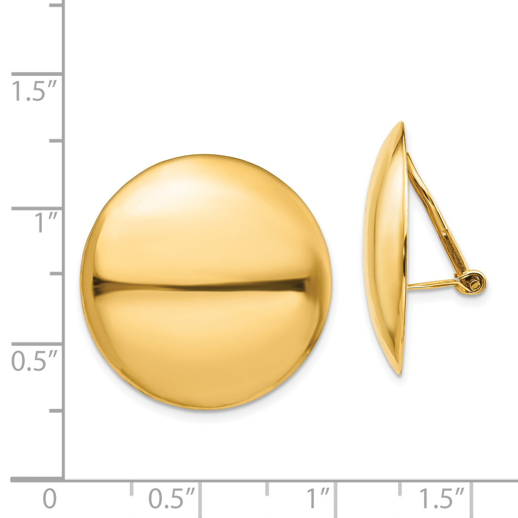 14K Gold Polished Omega Clip Earrings for Non-Pierced Ears Elegant Hollow Design