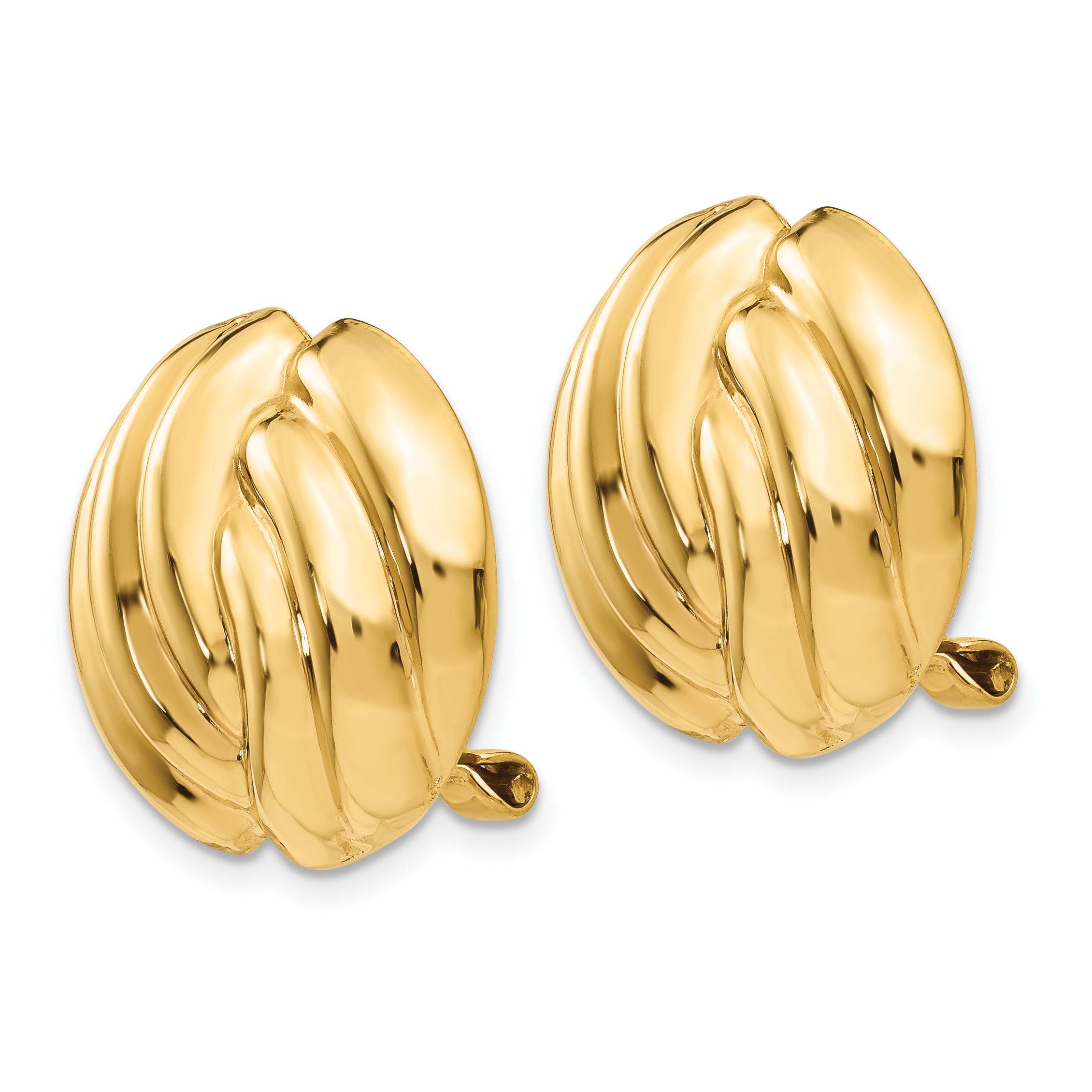 14K Gold Omega Clip Button Earrings for Non-Pierced Ears, Polished Finish Secondary image