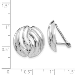 14K White Gold Non-Pierced Omega Clip Button Earrings Polished Finish