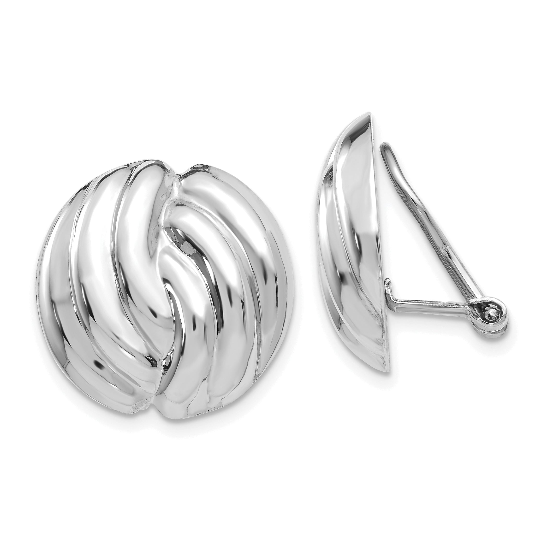 14k White Gold Omega Clip Non-pierced Earrings Main image