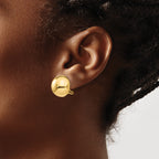 14K Gold Polished Half Ball Earrings with Omega Clip 16mm Ladies
