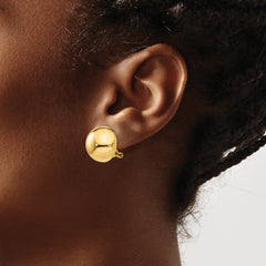 14K Gold Polished Half Ball Earrings with Omega Clip 16mm Ladies