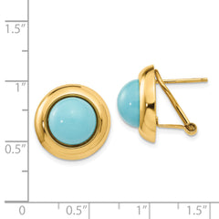 14k Omega Clip Reconstituted Turquoise Earrings