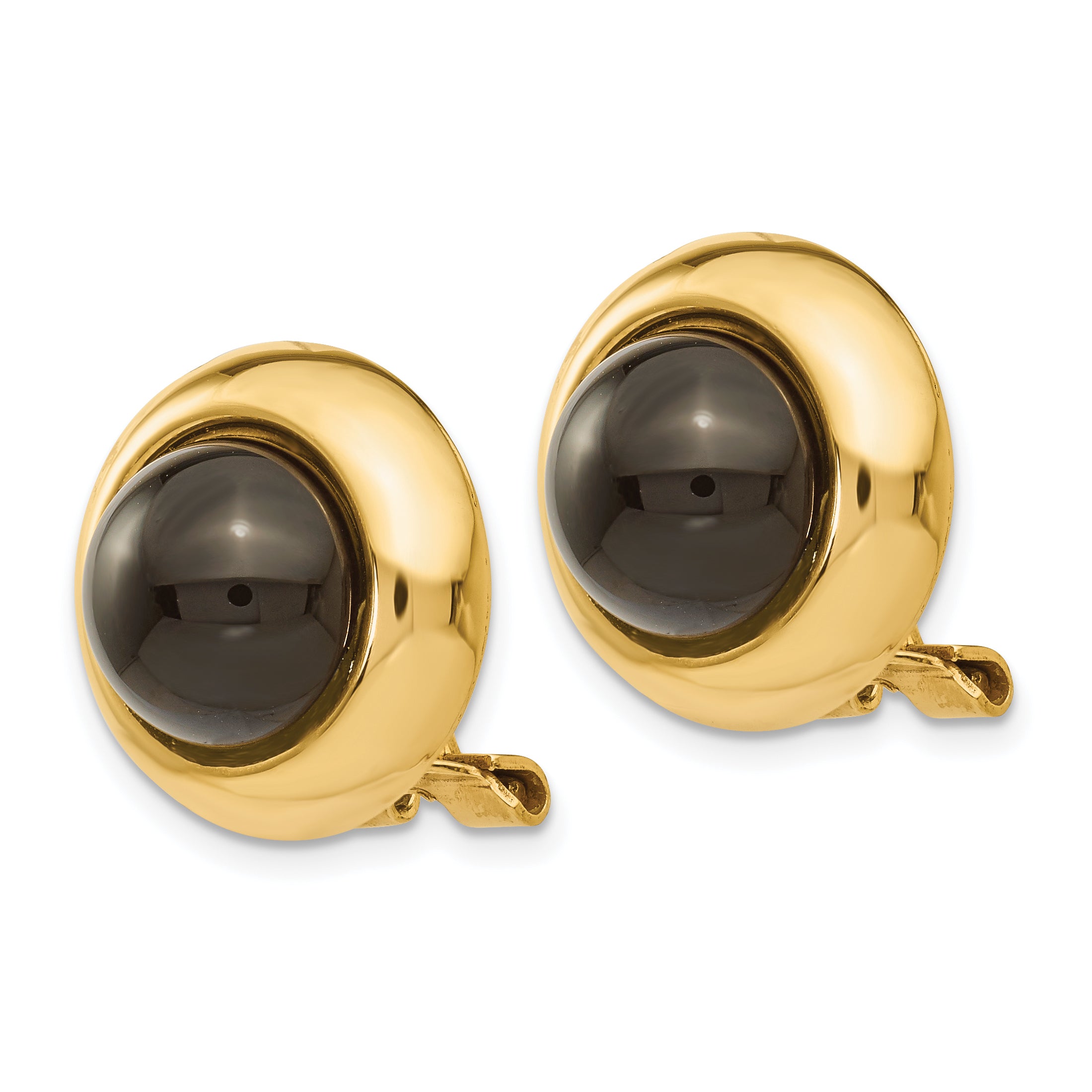 14k Omega Clip Onyx Non-pierced Earrings Secondary image