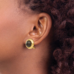14k Omega Clip Onyx Non-pierced Earrings