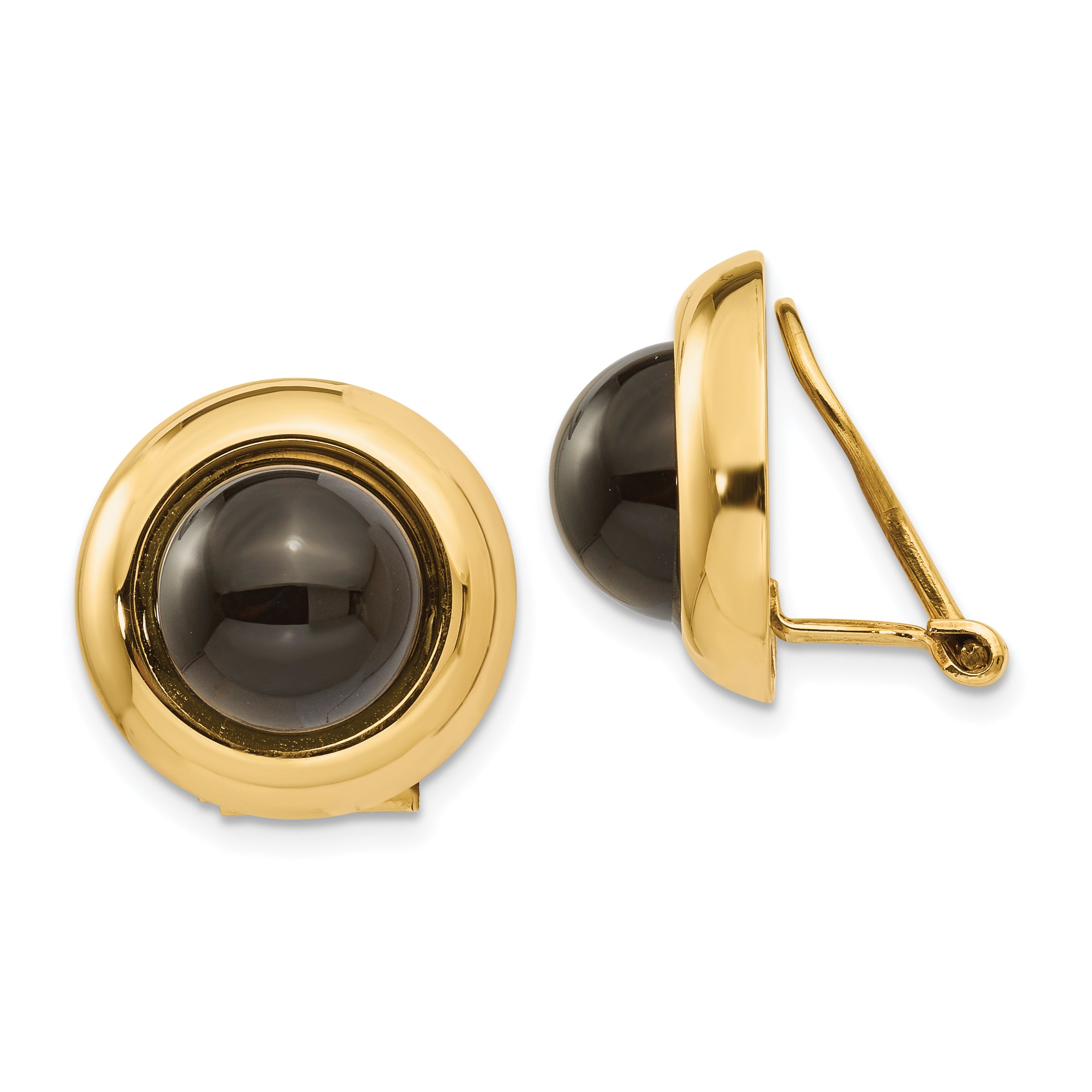 14k Omega Clip Onyx Non-pierced Earrings Main image