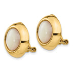 14K Gold Mother of Pearl Clip-On Button Earrings for Women Polished Finish