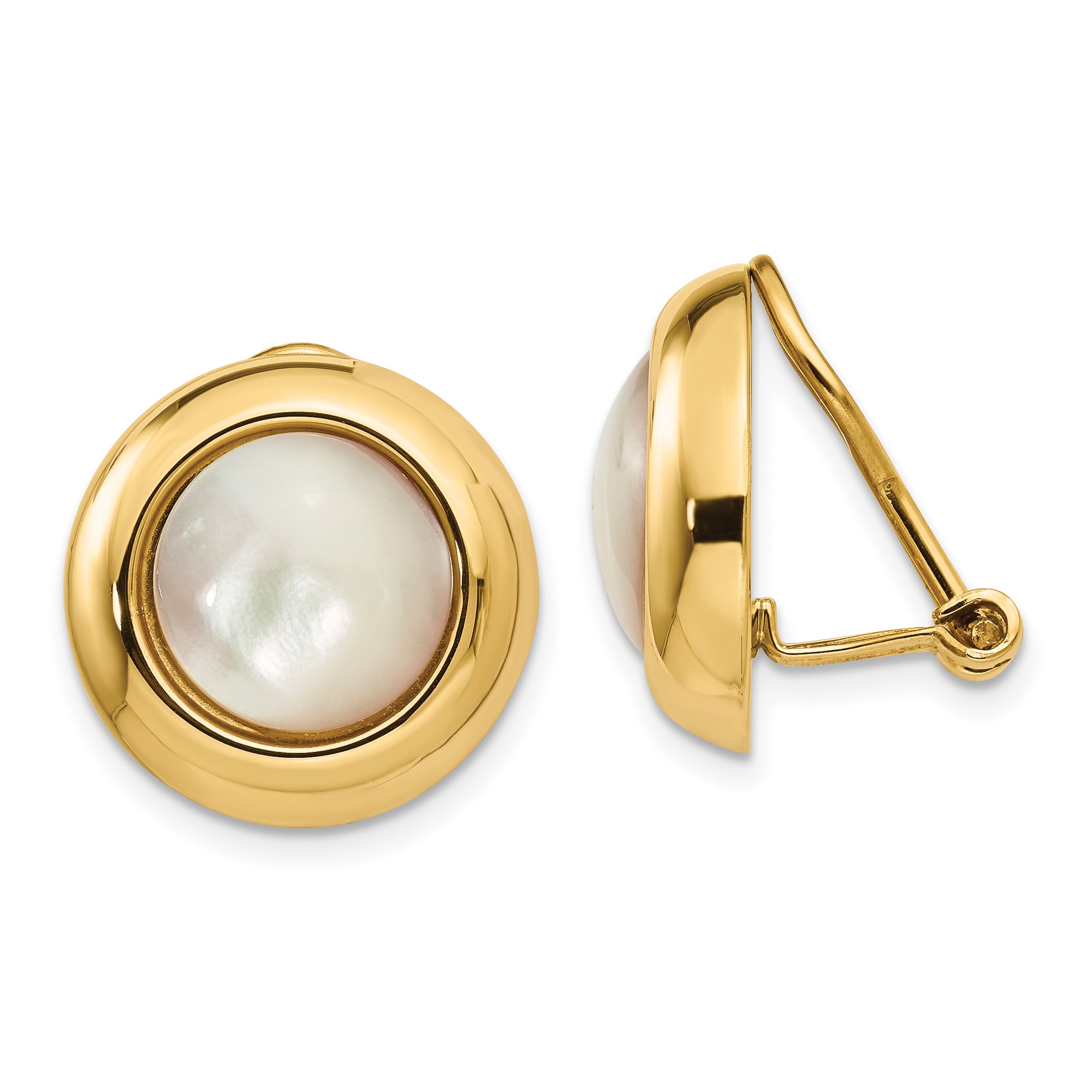 14k Omega Clip MOP Non-pierced Earrings Main image