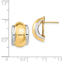 14k & Rhodium Omega Post Earrings