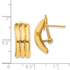 14K Gold Button Earrings with Omega Clip Back, Polished Solid Design