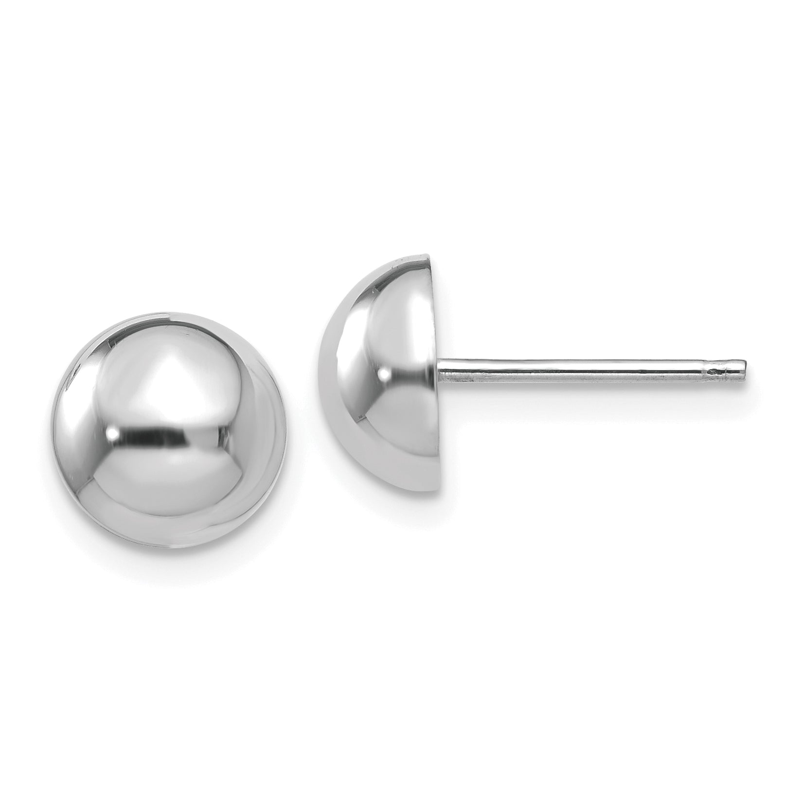 14k White Gold 8mm Half Ball Post Earrings Main image