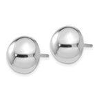14K White Gold 12mm Polished Half Ball Button Earrings for Women