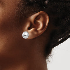 14K White Gold 12mm Polished Half Ball Button Earrings for Women