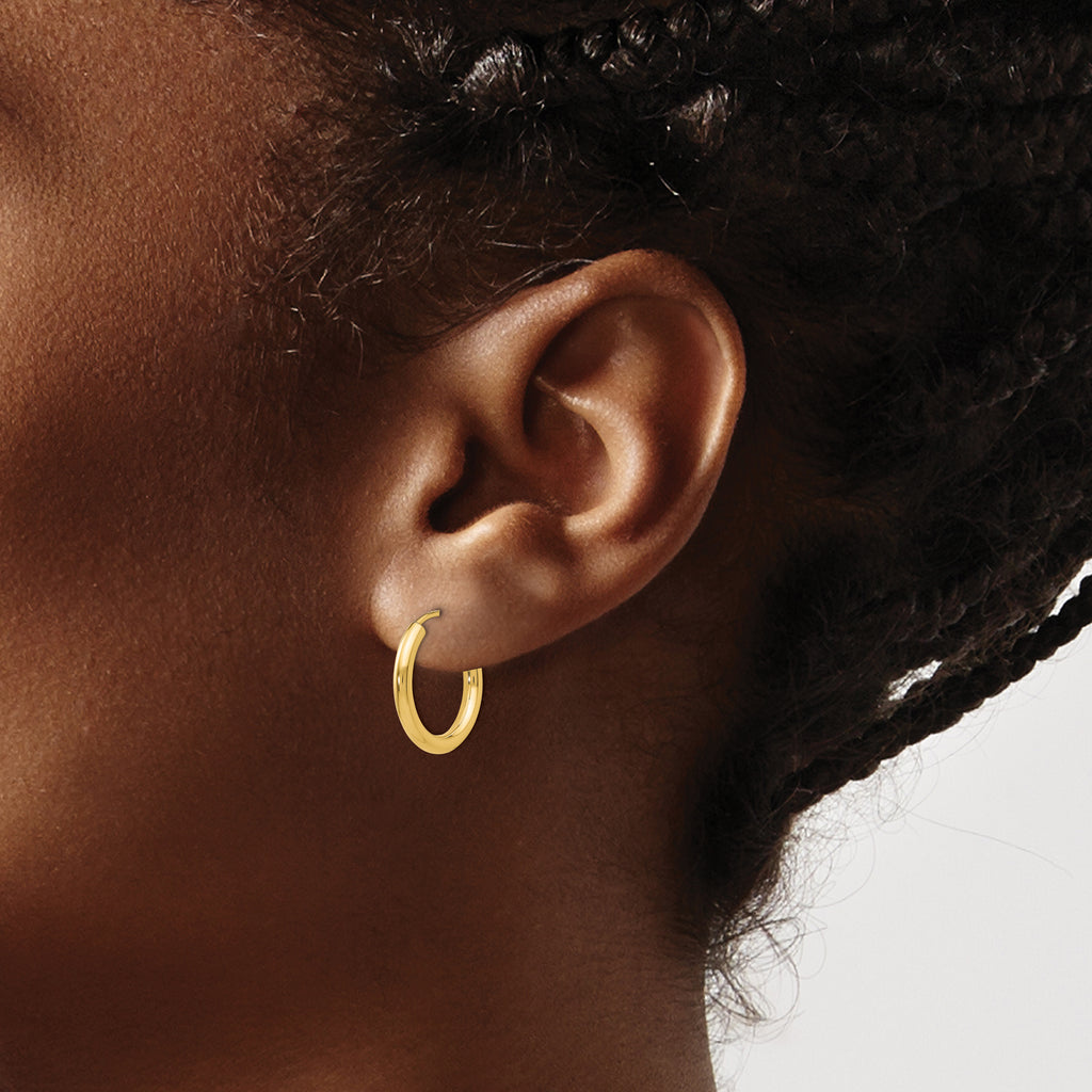 Polished Endless Tube Hoop Earrings in 14K Yellow Gold