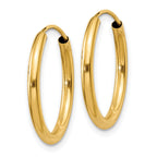 14K Gold Polished Endless Hoop Earrings for Women  Elegant 2mm Design