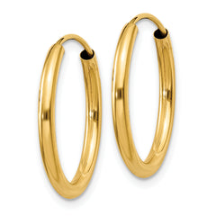 14K Gold Polished Endless Hoop Earrings for Women  Elegant 2mm Design