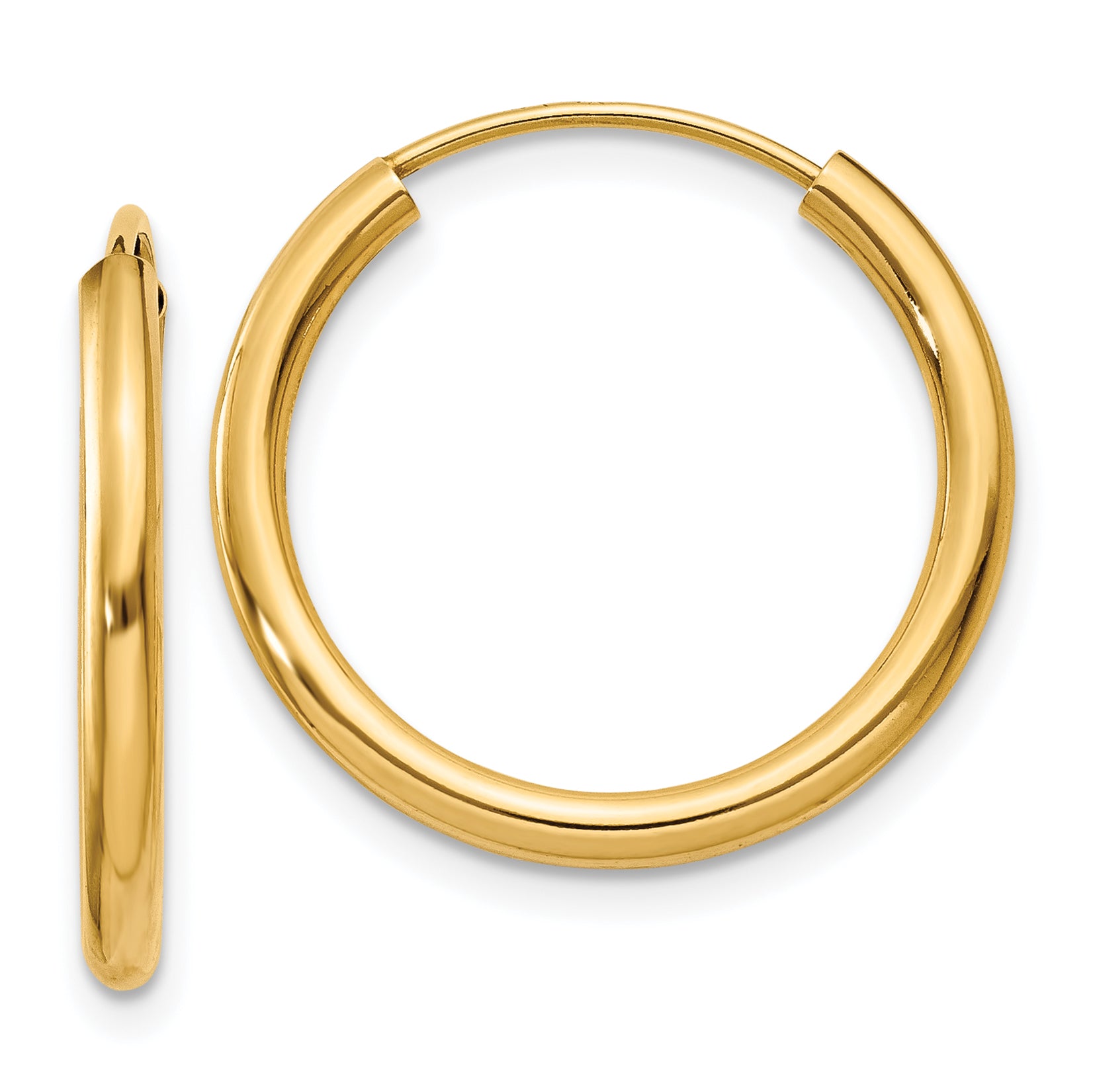 14k Polished Round Endless 2mm Hoop Earrings Main image