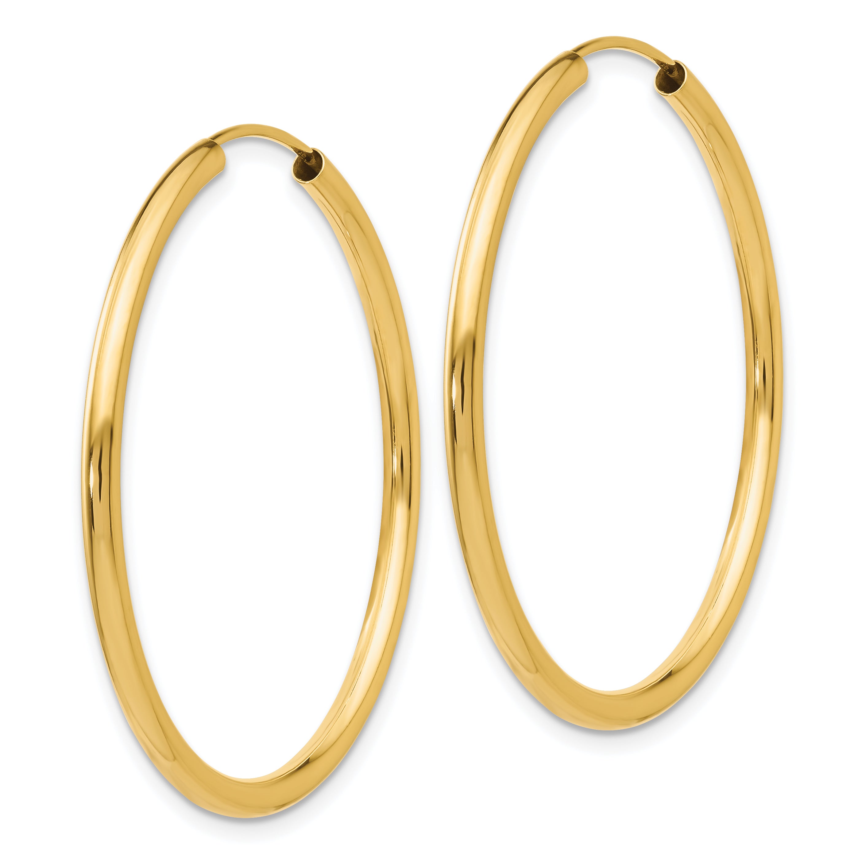14K Gold Polished Endless Hoop Earrings 35mm Elegant Women's Style