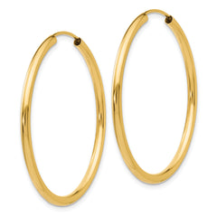 14K Gold Polished Endless Hoop Earrings 35mm Elegant Women's Style