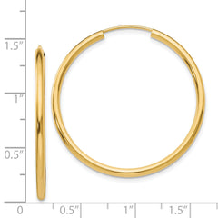 14K Gold Polished Endless Hoop Earrings 35mm Elegant Women's Style
