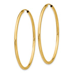 14K Gold Polished Endless Hoop Earrings 45mm Elegant Timeless Style