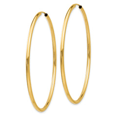 14K Gold Polished Endless Hoop Earrings 2mm Elegant Design 54mm