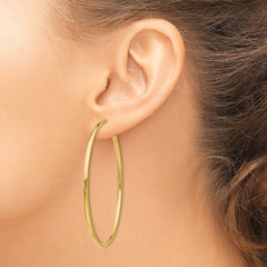 14K Gold Polished Endless Hoop Earrings 2mm Elegant Design 54mm