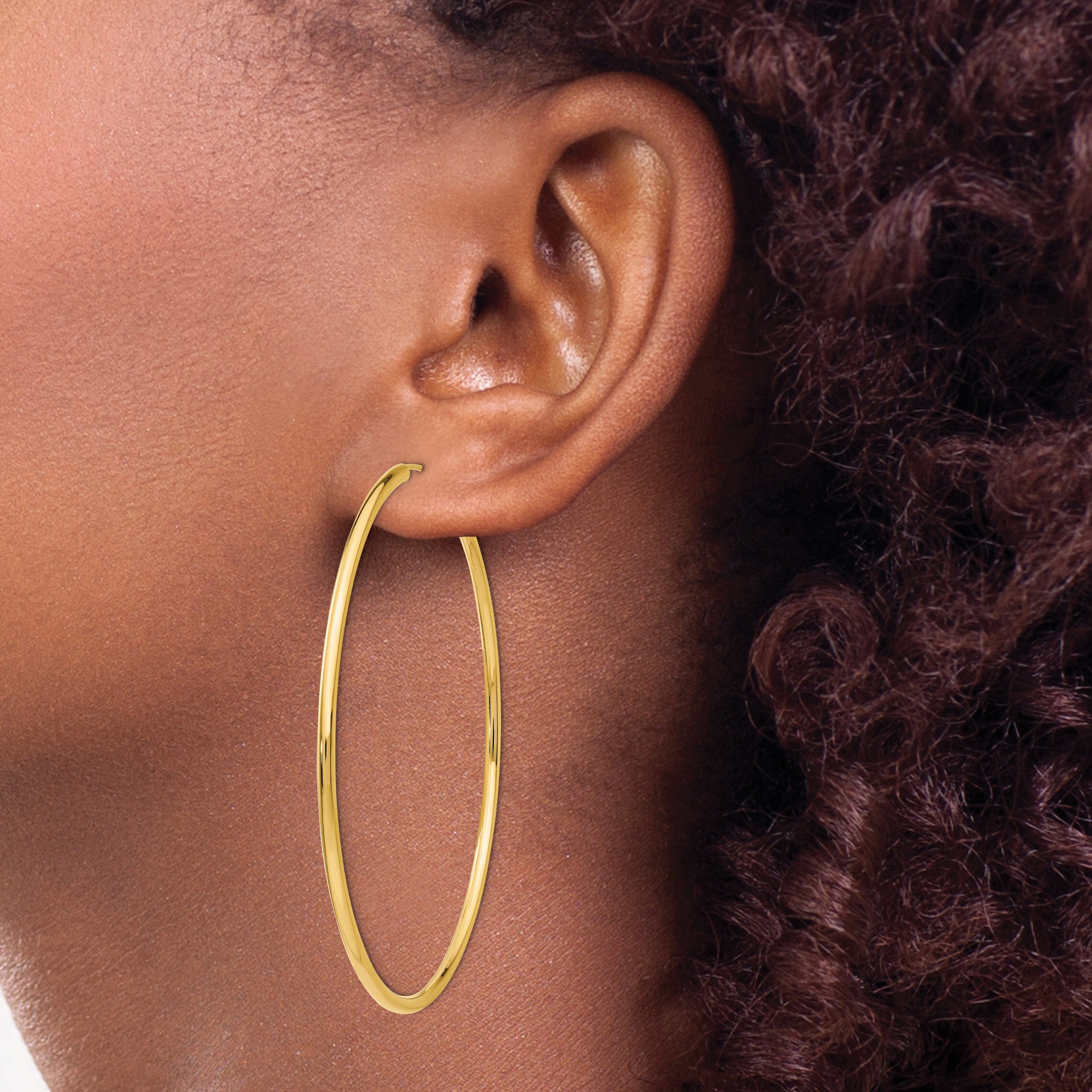 14K Gold Polished Endless Hoop Earrings for Women  60mm Bold Classic Style