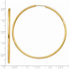14K Gold Polished Endless Hoop Earrings for Women  60mm Bold Classic Style