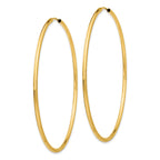 14K Gold Polished Endless 2mm Hoop Earrings for Women 65mm