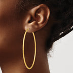 14K Gold Polished Endless 2mm Hoop Earrings for Women 65mm