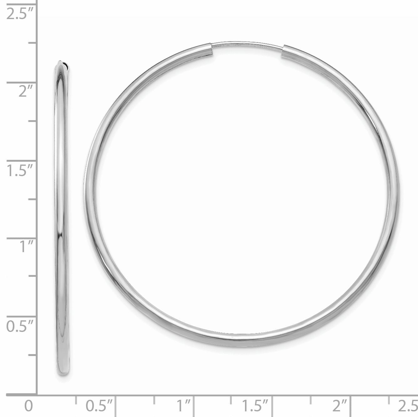 14K White Gold Polished Endless Hoop Earrings 2mm 50mm WomenÃÂ¢Ã¢âÂ¬Ã¢âÂ¢s Classic Style