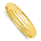 14K Gold Polished Hinged Bangle Bracelet with Safety Bar