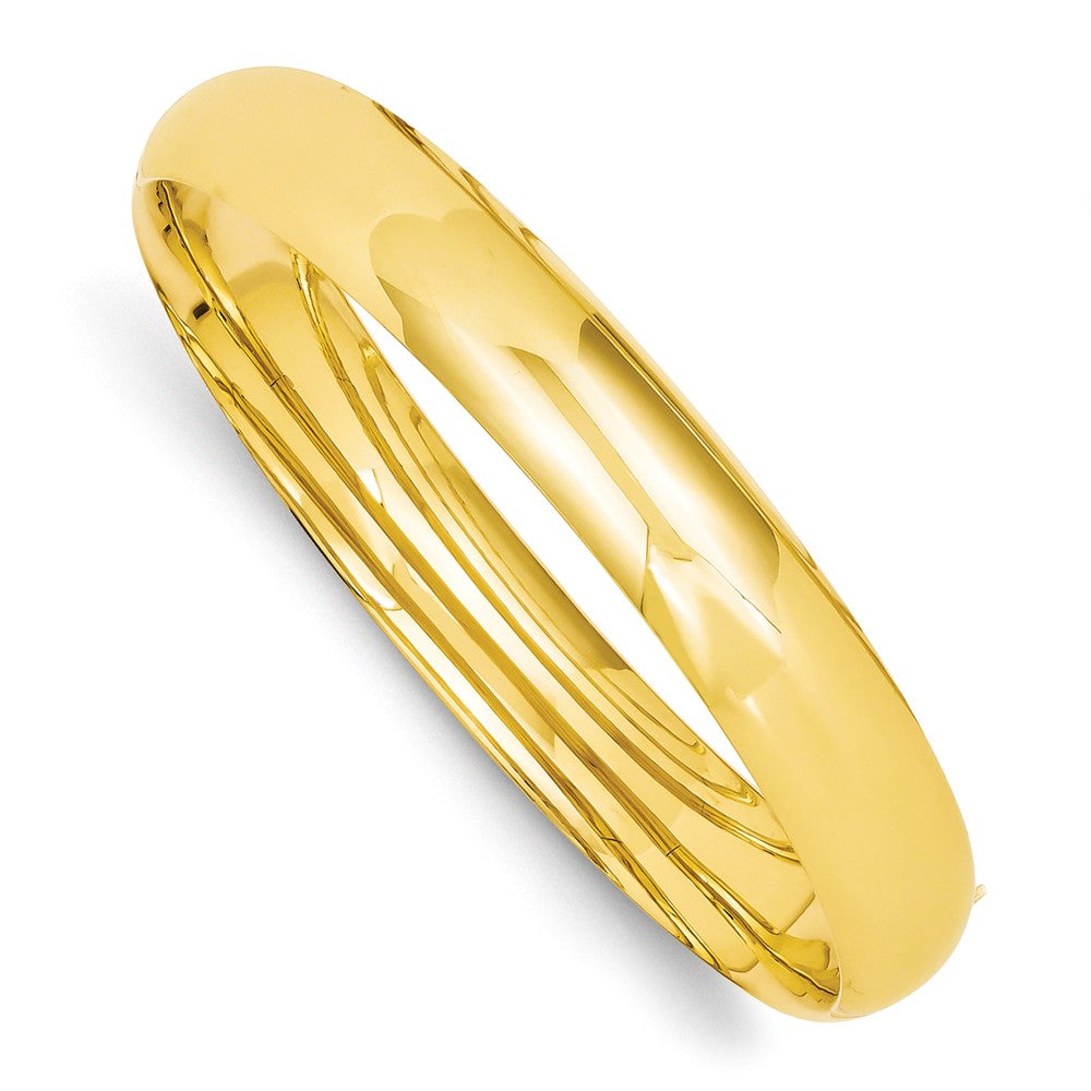 14K Gold Polished Hinged Bangle Bracelet with Safety Bar