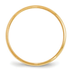 14k Yellow Gold 2mm Lightweight Half Round Wedding Band Size 4