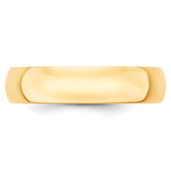 14k Yellow Gold 5mm Lightweight Half Round Wedding Band Size 4