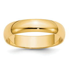 14k Yellow Gold 5mm Lightweight Half Round Wedding Band Size 14