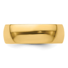 14k Yellow Gold 7mm Lightweight Half Round Wedding Band Size 4