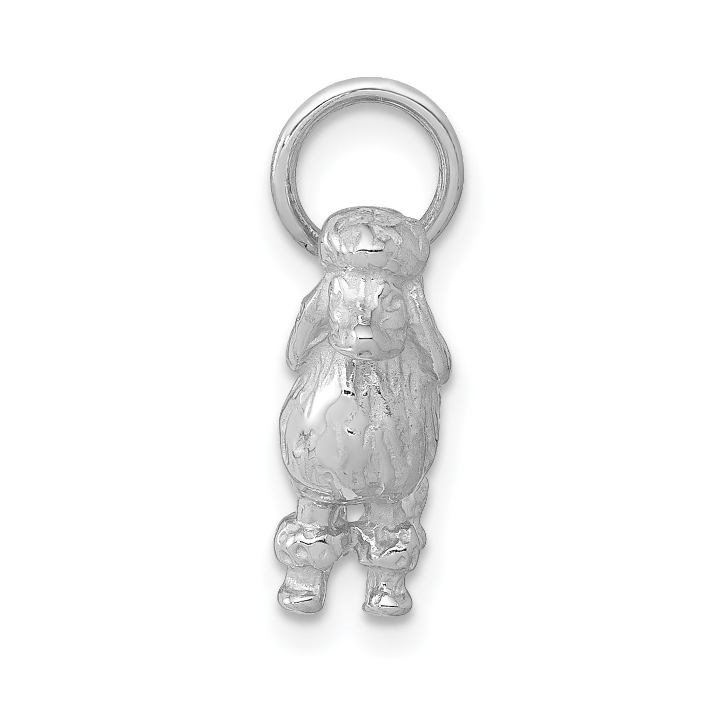 14K White Gold 3D Poodle Charm with Polished Rhodium Finish Secondary image