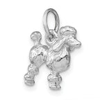 14K White Gold 3D Poodle Charm with Polished Rhodium Finish