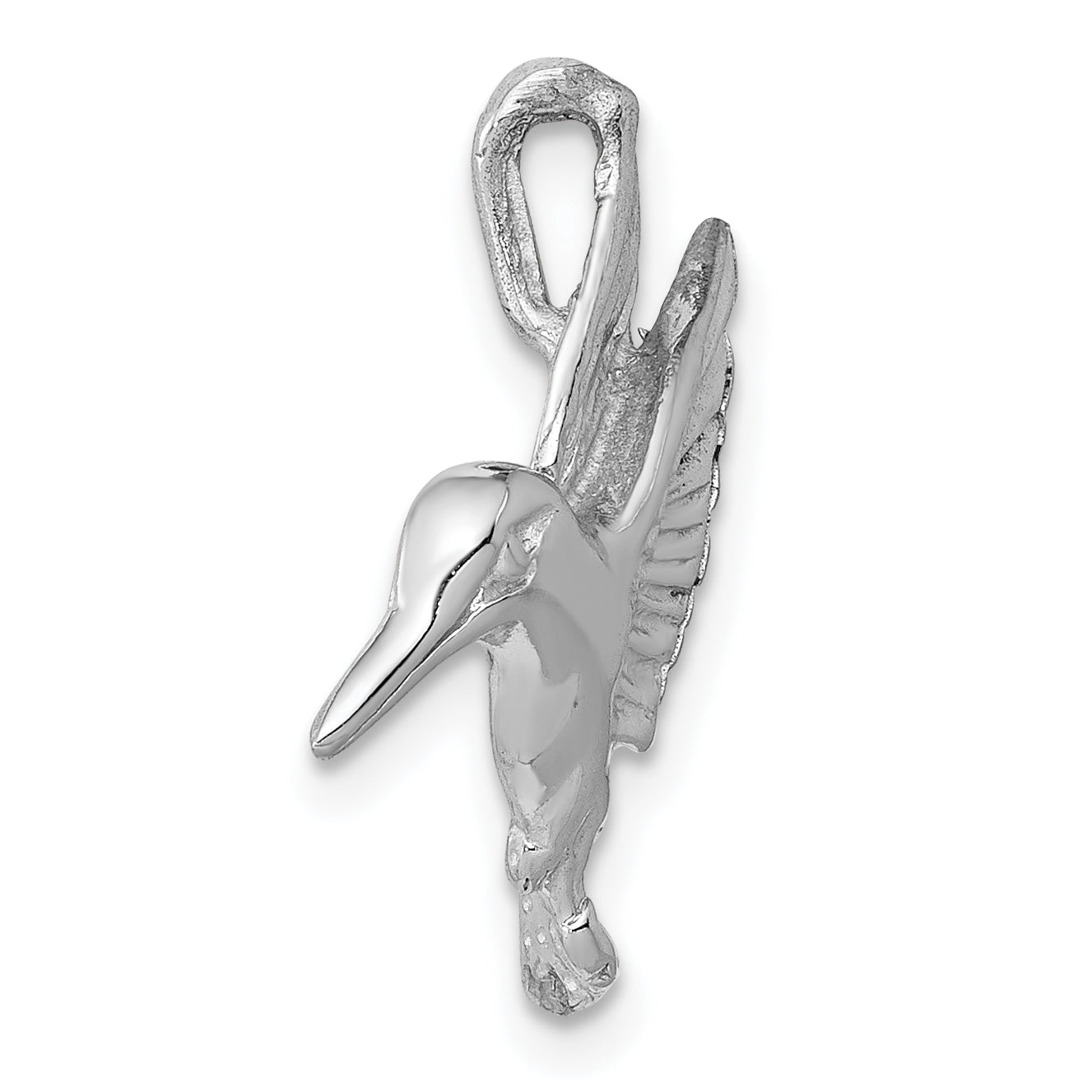 14K White Gold Hummingbird Chain Slide with Polished Finish Elegant Design