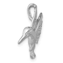 14K White Gold Hummingbird Chain Slide with Polished Finish Elegant Design