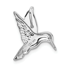 14K White Gold Hummingbird Chain Slide with Polished Finish Elegant Design
