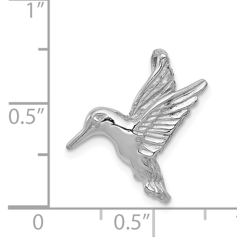14K White Gold Hummingbird Chain Slide with Polished Finish Elegant Design