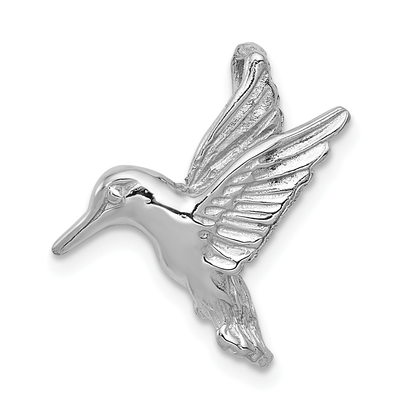 14k White Gold Polished Open-Backed Hummingbird Chain Slide Main image